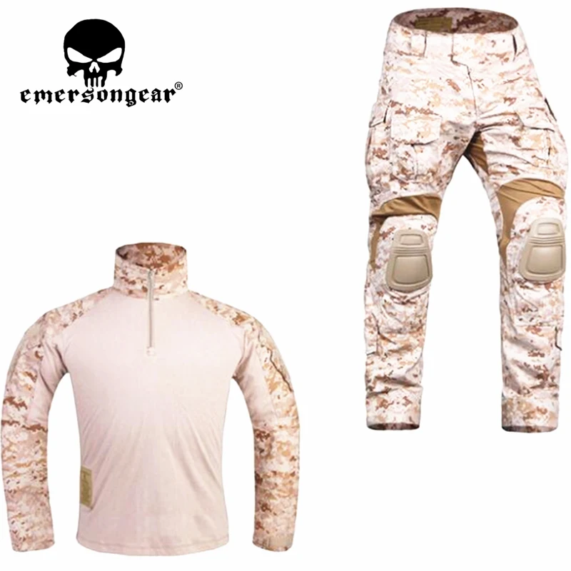 New G3 Combat Uniform Hunting Military Army Multicam Shirt Tactical Pants with Knee Pads AOR1 Desert EMERSON Hunting Party