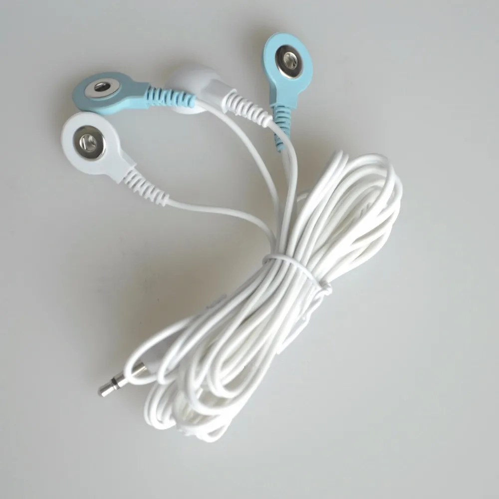 1Pc 4 Button In 1 Electrode Lead Wires Connecting Cable For Digital Therapy Massage Machine Blue And White Head Wire Pin 3.5mm