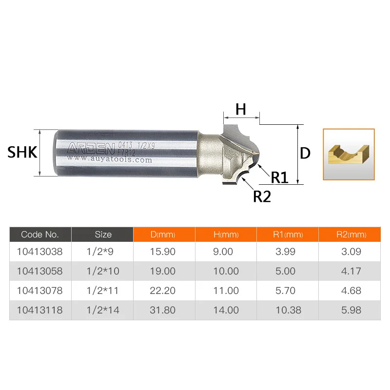 New 1pcs 1/2 Shank Arden Router Bit Classical Plunge Cutter Plunge Ogee Bit End mill router bit