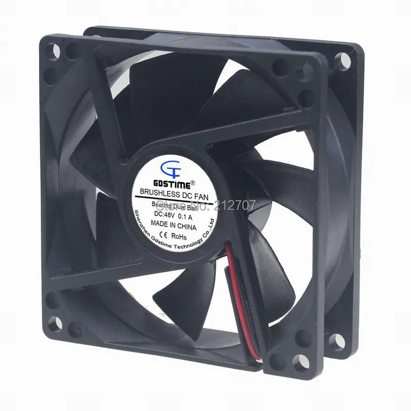 30Pcs Gdstime Server Square Fan 80mm DC 48V 0.1A 2Pin 8025 80X80X25mm 8cm Dual Ball Cooling Fans