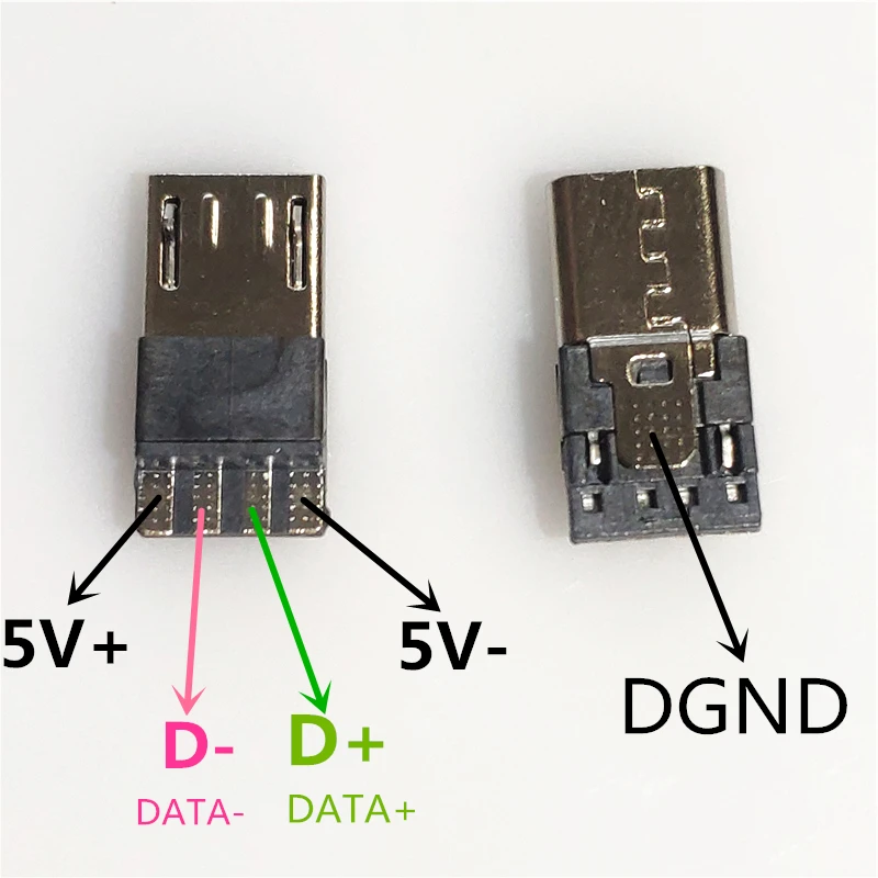 10pcs/lot Micro USB 4Pin Male Connector Plug Black/White Welding Data OTG Line Interface DIY Data CableAccessories