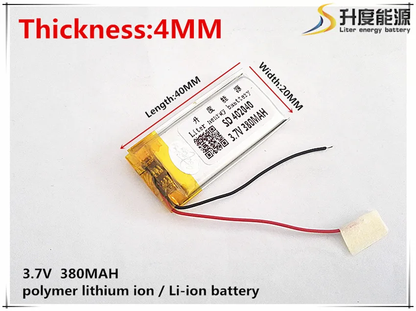 5pcs [SD] 3.7V,380mAH,[402040] Polymer lithium ion / Li-ion battery for TOY,POWER BANK,GPS,mp3,mp4,cell phone,speaker