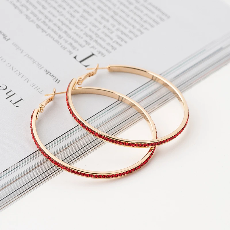 YFJEWE 2018 New Fashion Elegant 5.5cm Diameter Crystal Beaded Hoop Earrings For Women Party Earrings Jewelry For Women E080