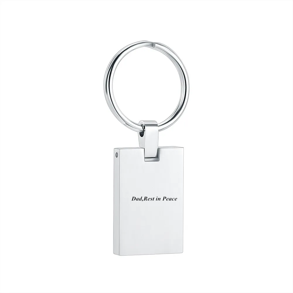 

Free Engraving Custom Stainless Steel Cremation Key Chain Ring Ashes Mini Keepsake Urns for Dad