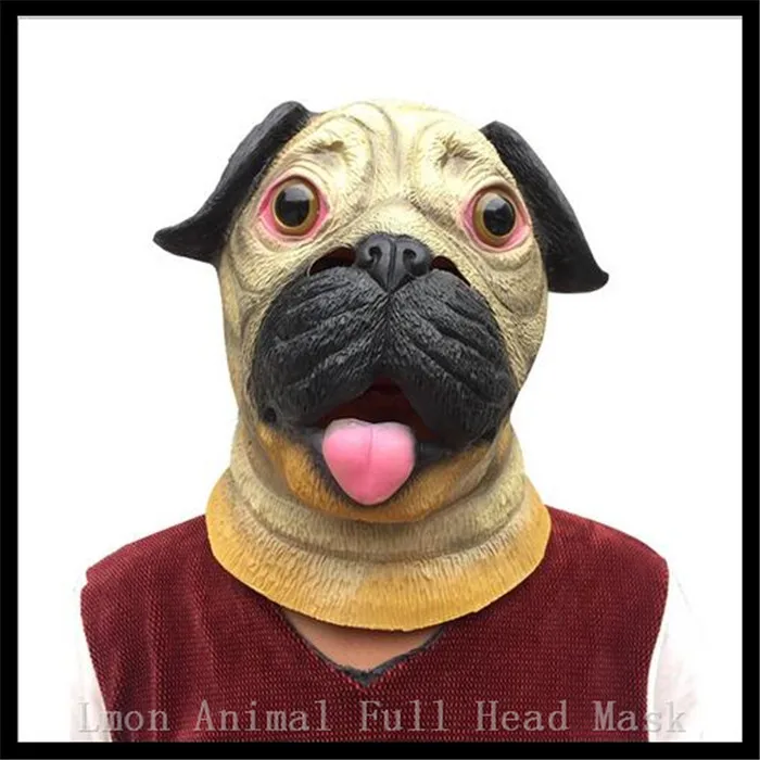 Hot!Creepy Horse Mask Halloween Costume Theater Prop Novelty Latex Rubber Animal Mask Pug Dog Mask Dog Head Mask Adults in stock