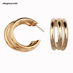 2019 New Hot Sale Irregular Semi-circular Metal Earrings Temperament Wild Oorbellen Stud Earrings For Women Jewelry Wholesale