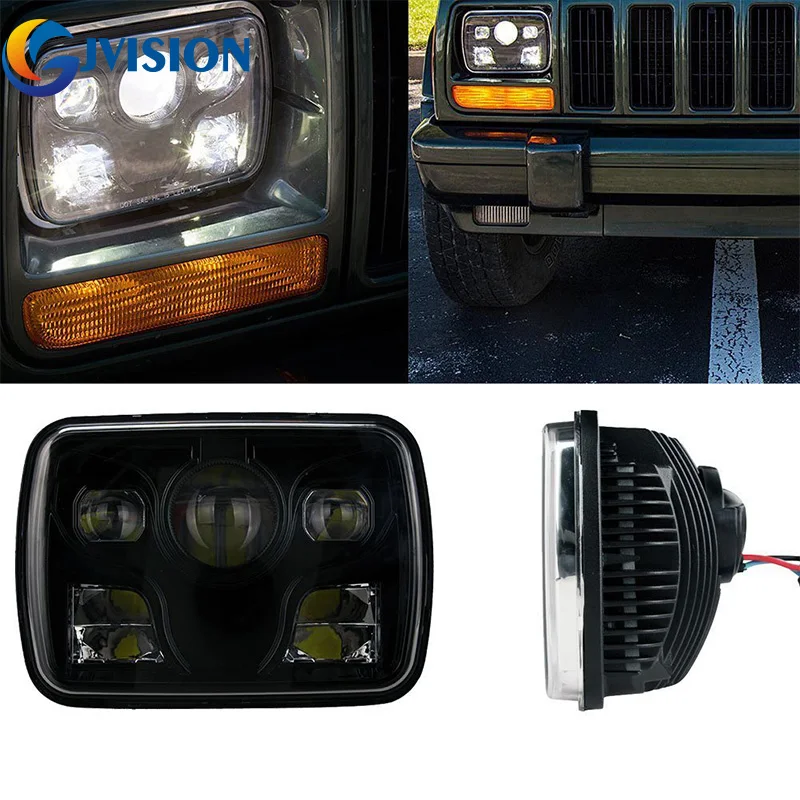 

7X6 Projector LED Headlight High/Low Beam Replacement DOT Black Housing Fits H6014,H6052,H6054,6054 Sealed Beam Headlight