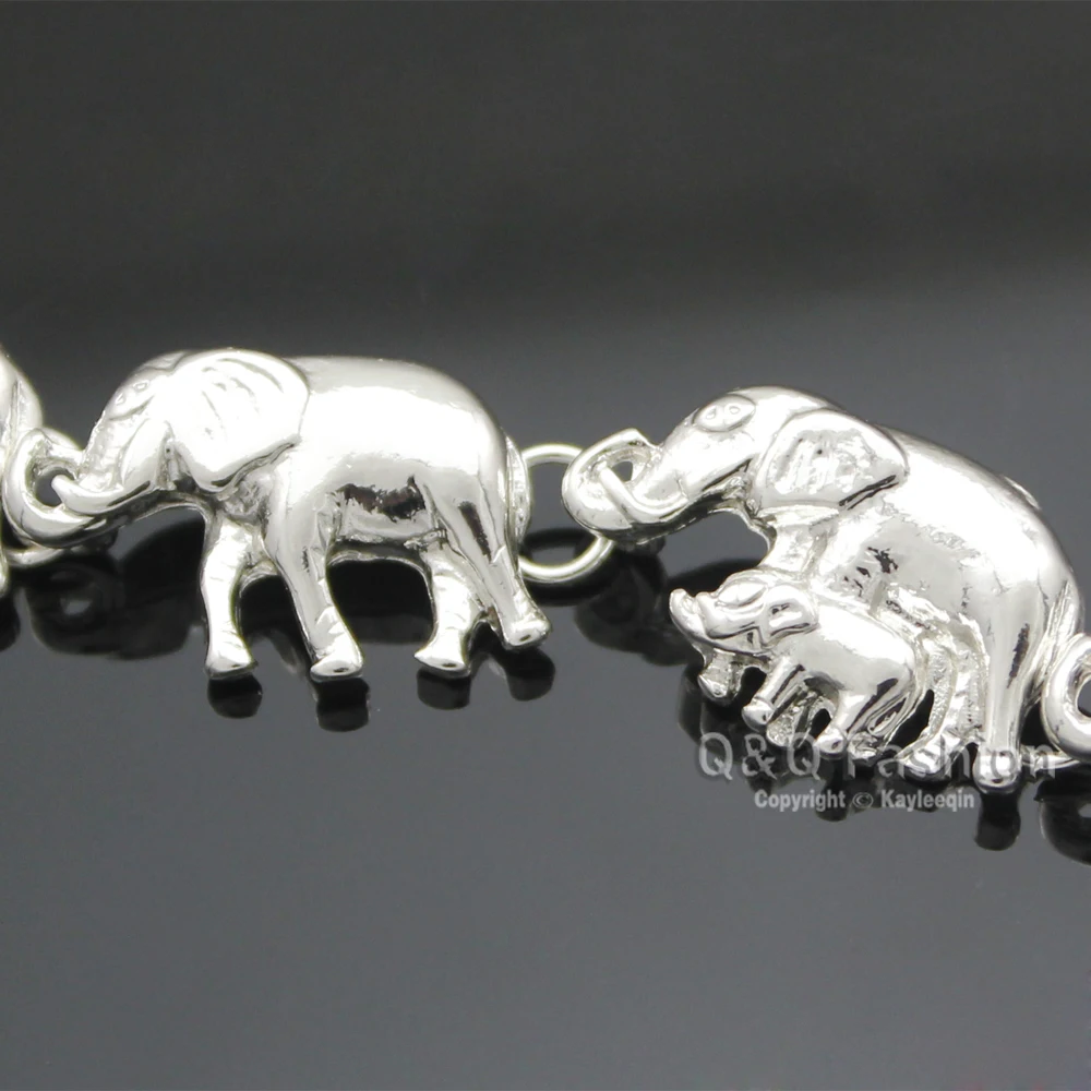 New Fashion Silver Plated Elephant Pendant Bracelet For Woman Baby Link Hindu Ganesh Charms Chain Bangle Man Jewelry Accessories