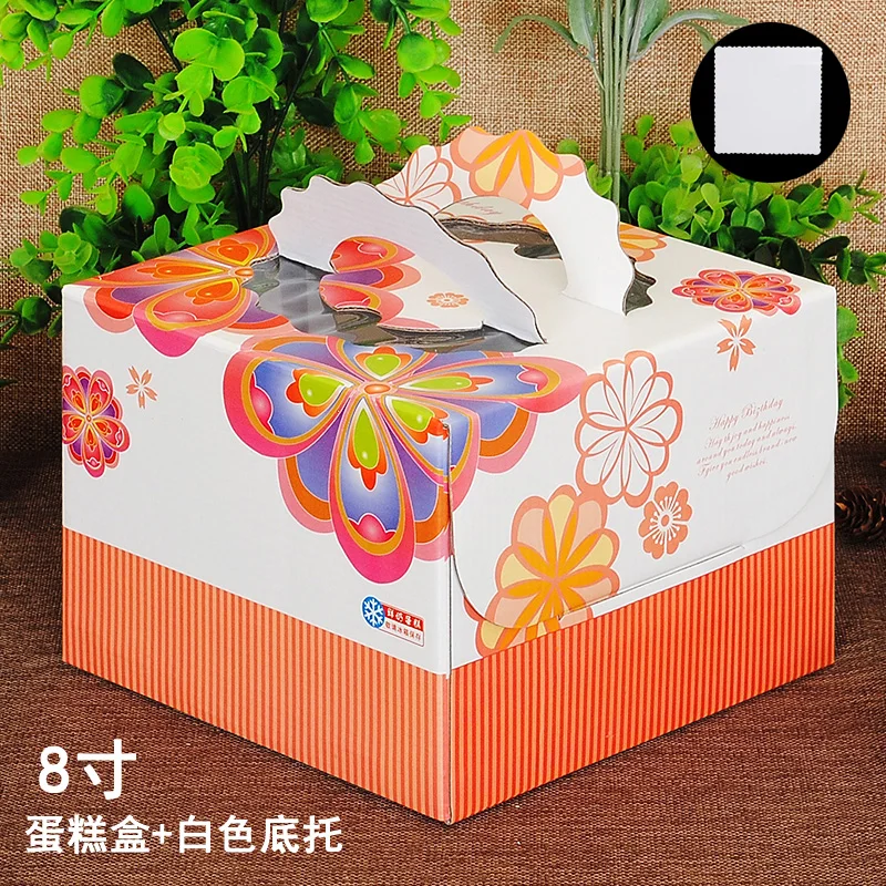 8 inch birthday cake box pastry geschenkdozen cake container High quality disposable cake containers Portable baking paper box