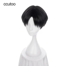 Ccutoo 30cm czarny krótki prosto rozstanie Hairstyled peruka syntetyczna na impreza z okazji Halloween peruka do Cosplay kostium włosów