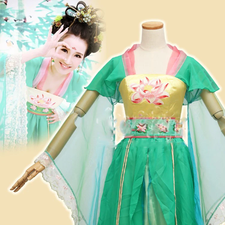 Light Green Lotus Flower Fairy Costume Thematic Photography Hanfu Stage Performance Wear for Woman