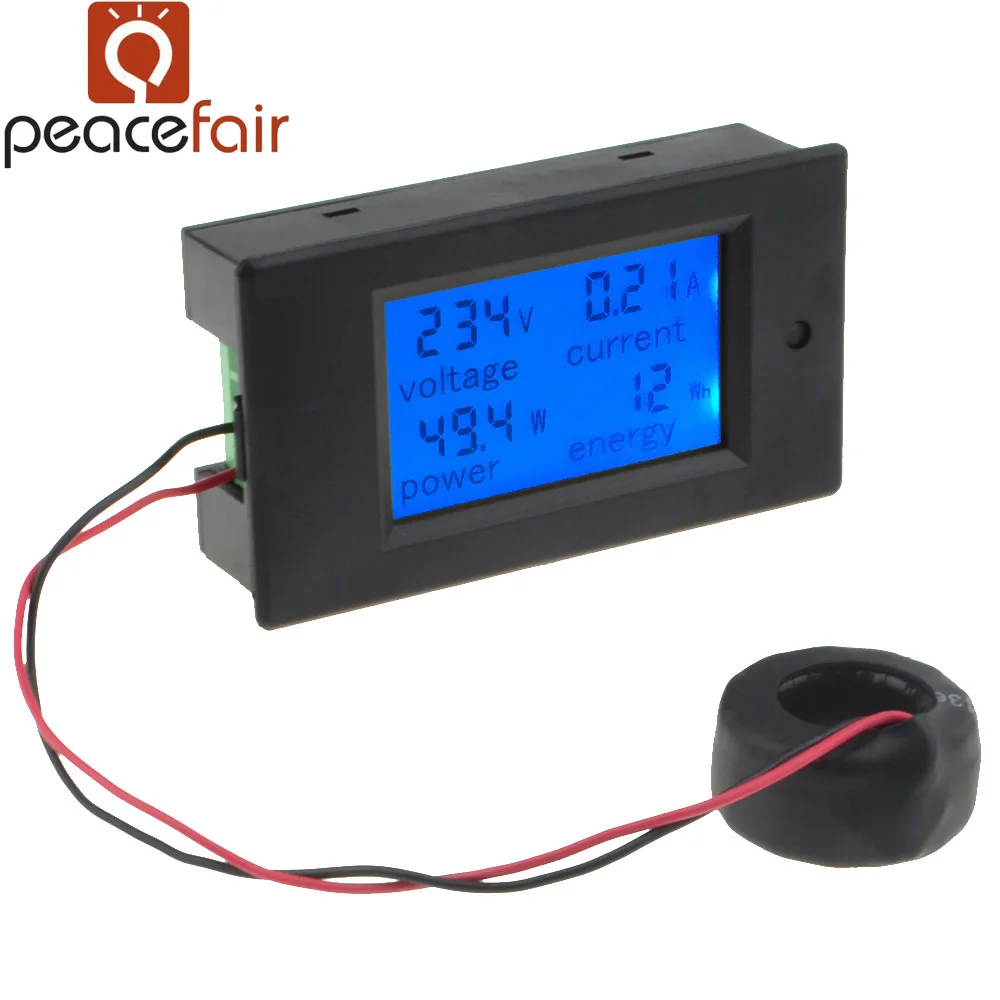 4 in 1 Digital Voltmeter Ammeter Wattmeter Power Energy Meter Voltage Current AC 80-260V 0-100A 20A LCD Display Volt Tester