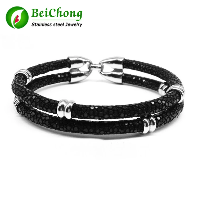 Rock Boy Cruel Black Stingray Bracelet Round Beads Bracelet Genuine High Grade Stingray Bracelet