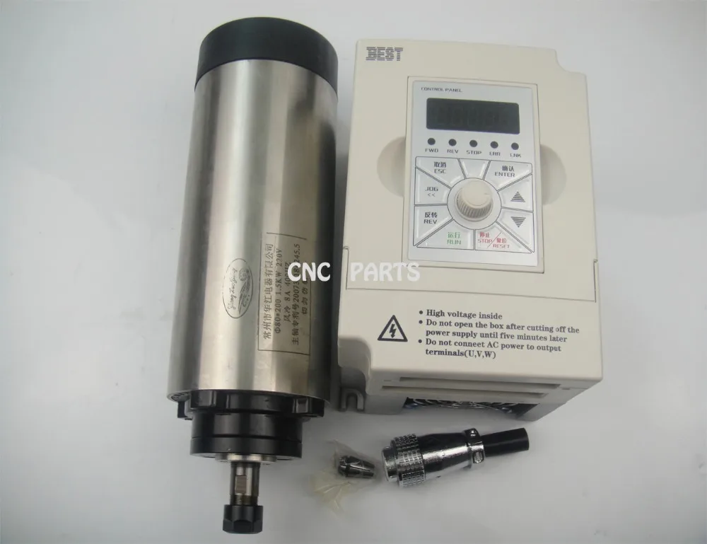CNC phay trục ER11 làm mát không khí 1.5KW trục chính với 4 cái mang + 1 piece 1.5kw inverter