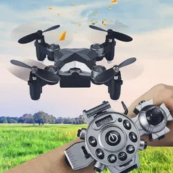 DH-800 controllo dell'orologio Wifi FPV RC Selfie Drone 2.4GHz tasca pieghevole Mini RC Drone Quadcopter RC portatile con fotocamera da 0,3 mp