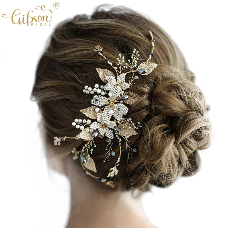 

Vintage Small Beads Leaf Handmade Bridal Hair Clip Accessories For Wedding Women Party