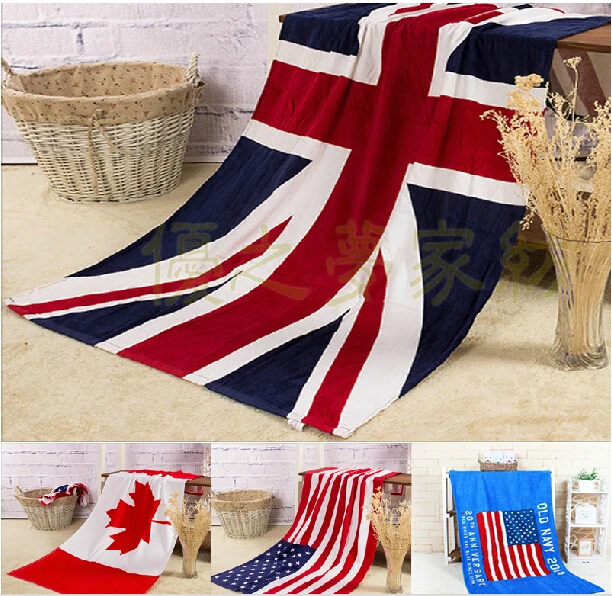 New Flag Beach Towel, US, English, Union Jack, Canada, Europe and the United States Dollar, RN305