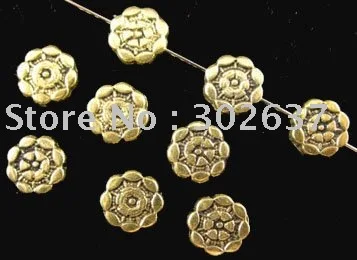 300pcs Antiqued Gold Silver plt Metal Aztec Round Flat Beads 8mm A185G