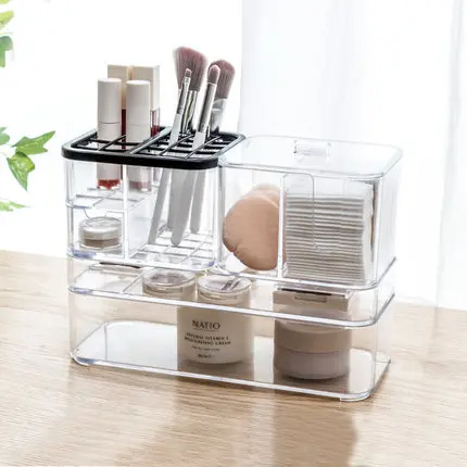 

Desktop Makeup Storage Box Cosmetic Finishing Box Transparent Dressing Table Racks Lipstick Rack Plastic Multi-frame