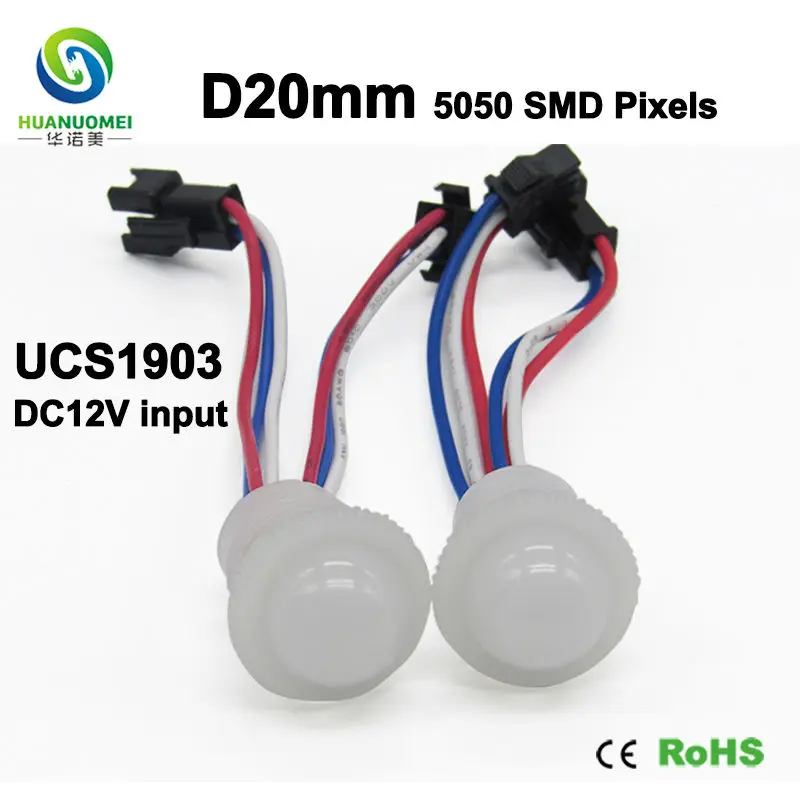 DC12V 20mm UCS1903 Adressable LED Pixel Module Light 5050 SMD RGB Digital Lightbox TV Bulb Waterproof Amusement Park Ride Lamp