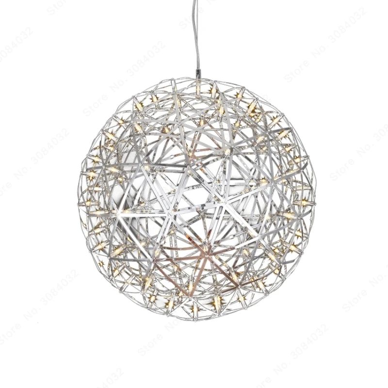 BDBQBL Spark Ball LED Pendant Lamp Stainless Steel Ball Firework Pendant Light Modern Brief Restaurant Hotel Lighting Hanglamp