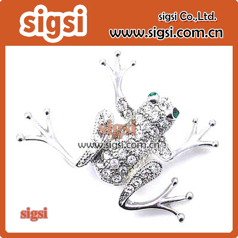 100pcs clear metal acrylic frog rhinestone animal brooch pin