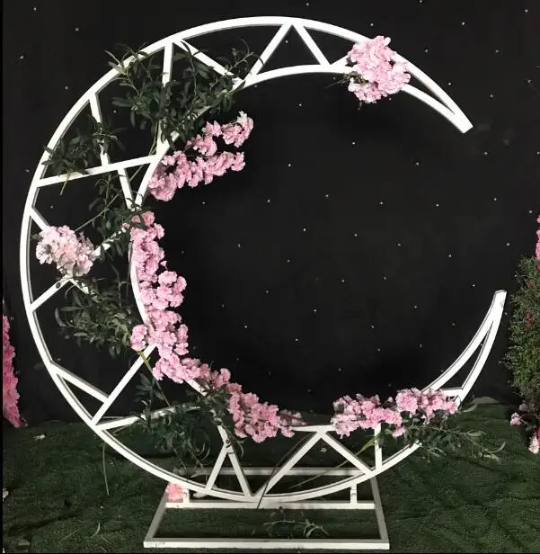 New type of wedding props moon boat decoration wedding background window decoration props decoration iron crescent shelf