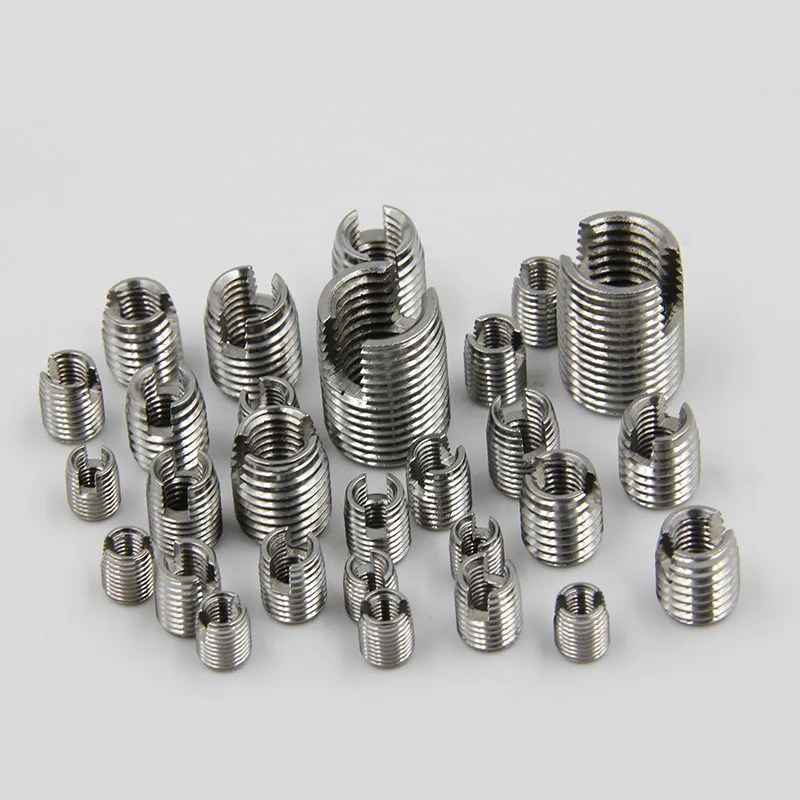 10pcs M10*1.5*18 (L) Self Tapping Thread Insert, 302 Slotted Type Stainless steel Screw Bushing M10 Wire Thread Repair Insert