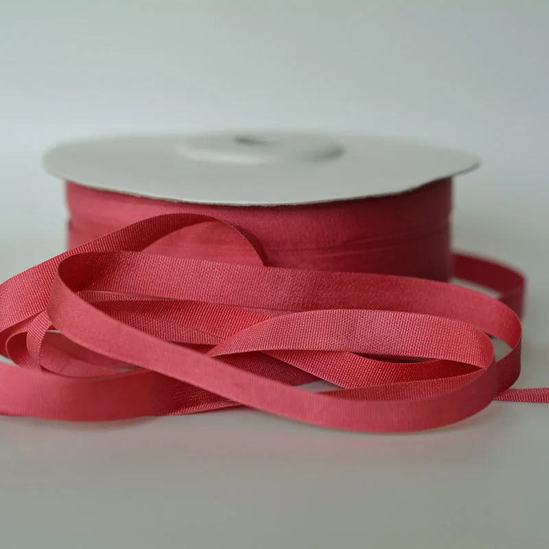 221 Rouge Red 100% Pure Silk Ribbons Thick Taffeta Double Faced for Embroidery Clothes Lable Doll Miniature Gift Packing image 2