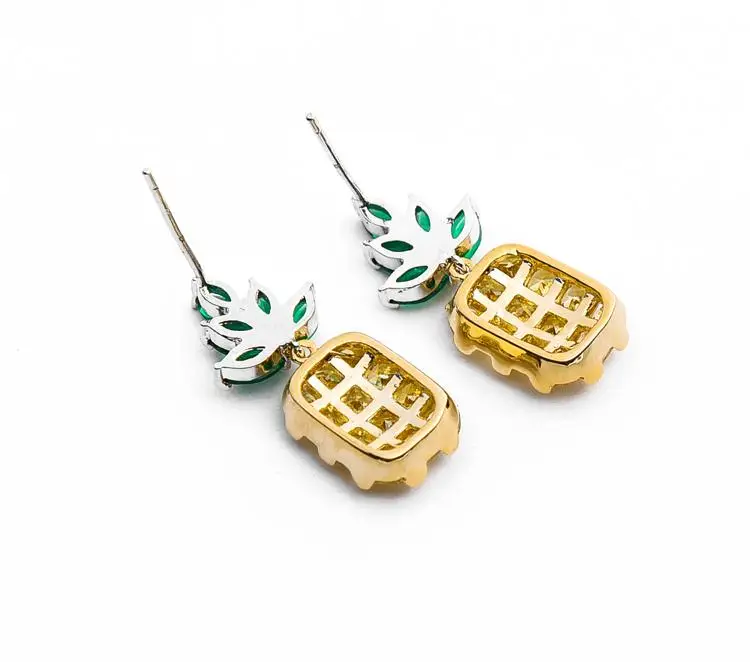 Elegante Ananas Obst Glänzende CZ Zirkon 925 Silber Nadel Weibliche Ohrstecker Großhandel Schmuck Frauen Valentinstag Geschenke – Detail 8