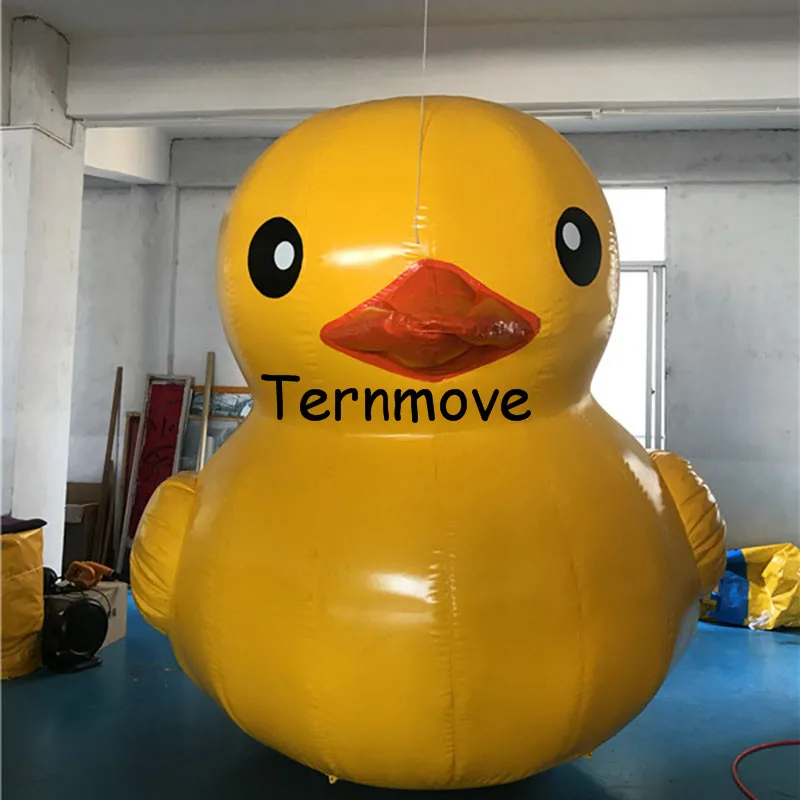 PVC tarpaulin inflatable yellow duck for advertising, giant inflatable promotional duck open business In The Lake