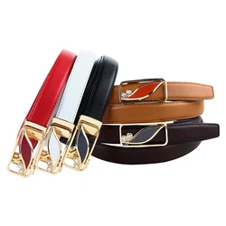 Ceinture en cuir de vache pour femmes, nouvelle marque de luxe, avec boucle automatique en alliage, longueur réglable, 5 couleurs au choix