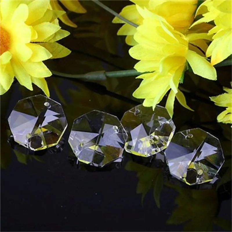 200pcs/lot 14mm Super bright K9 DIY Crystal octagonal beads for Party wedding decoration