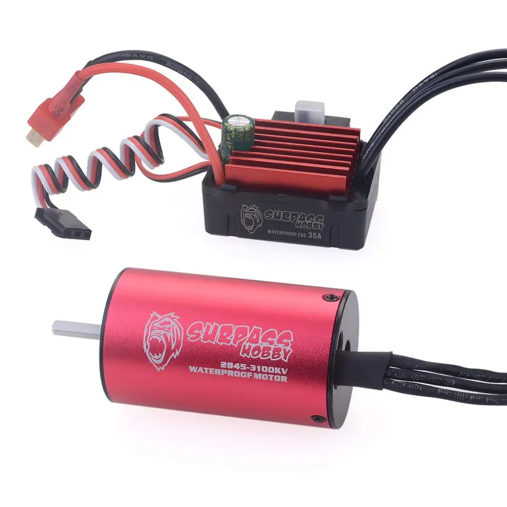 Surpass Hobby 2845 3100KV Waterproof Sensorless Brushless Motor with 35A Brushless ESC for 1:12 RC Car Model