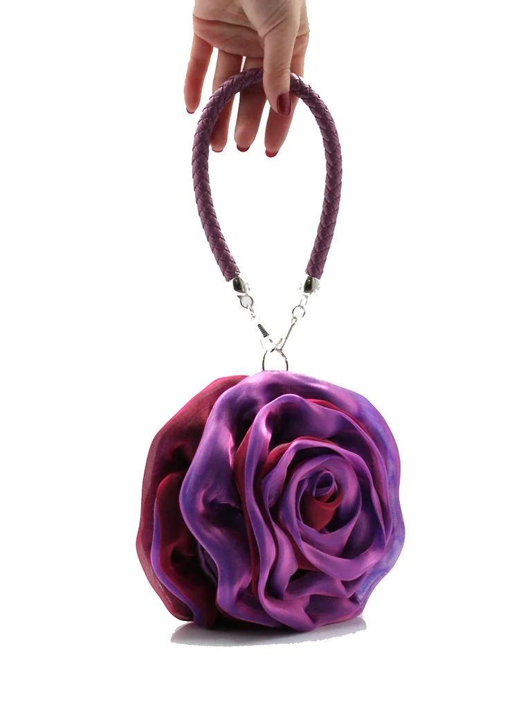 Purple Pink Red Ivory Gold Lovely Flower Rose Evening Bag Woman Clutch Handbag Bridal Wedding Dress Bags Party Mini Bag