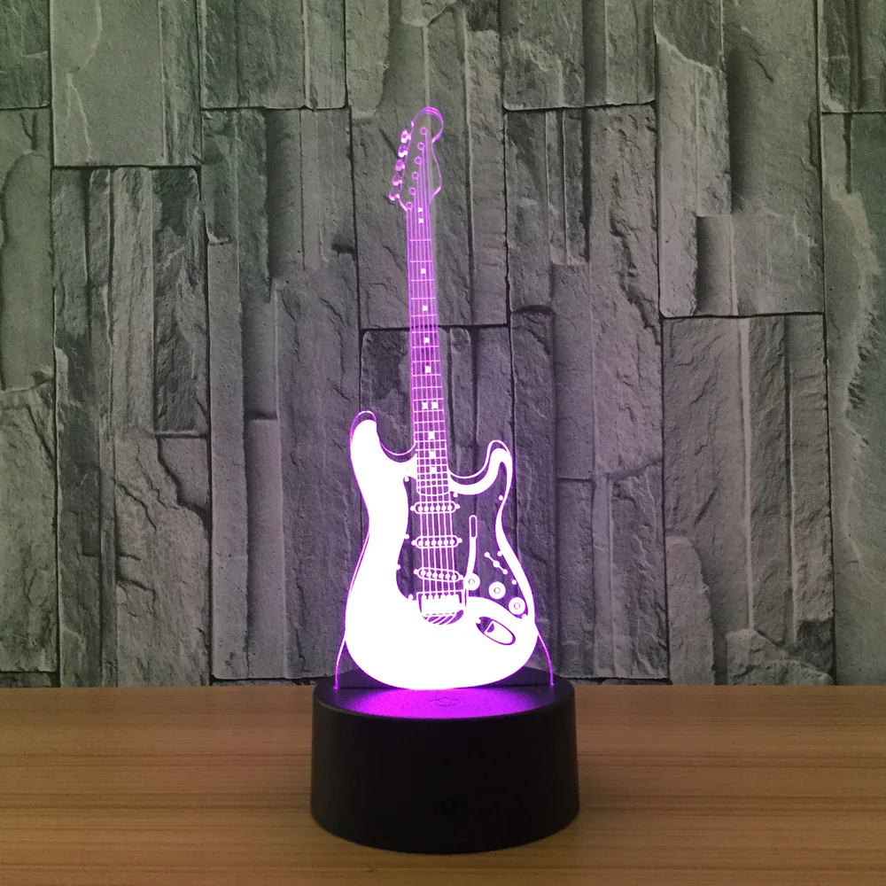 

Survetement Guitar 2017 3d Light Fixtures Novelty Usb Led Kids Lamp Bedroom Bedside Table Lamps Mini Usb Led Acrylic Night Light