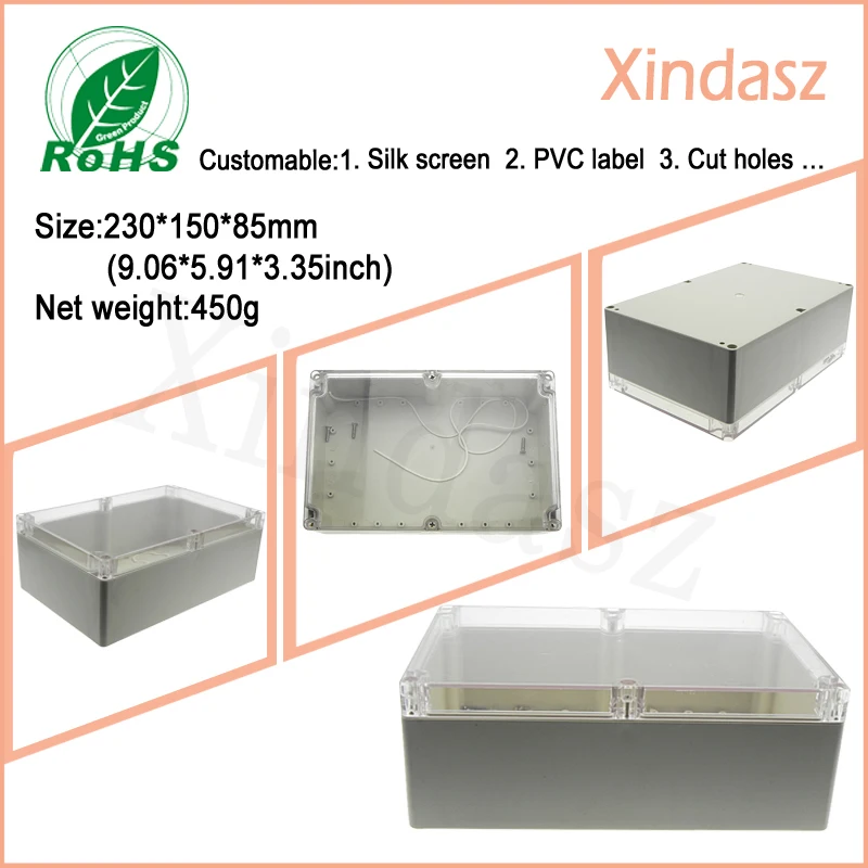 

1pcs 230*150*85mm Clear cover Transparent junction box plastic enclosure plastic box project