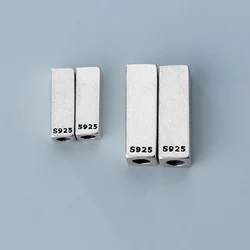 100% 925 Sterling Silver Rectangle Charm Beads Simple S925 Silver Geometry Spacer Beads DIY Jewelry Making Bracelets Accessories
