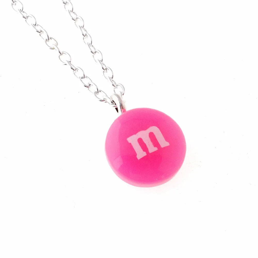 Free Shipping 2pcs Candy Letter M Resin Pendant Necklace 18