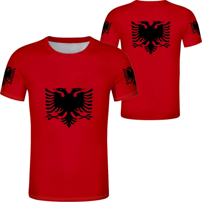 Albania Eagle Male Youth Student Free Custom Name Number Print Photo Logo Flag White Red Blue Black T Shirt Casual Clothes