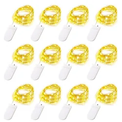 10pcs/lot Copper Led Fairy Lights 2M 20 Leds CR2032 Button Battery Operated LED String Light Xmas Wedding party Decoration