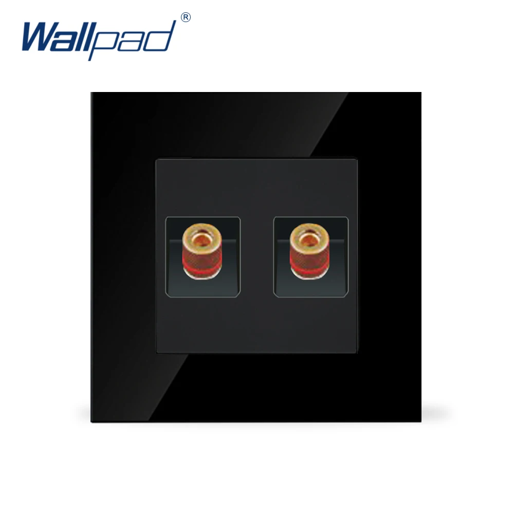 2 pin Audio Wallpad Luxury Black Crystal Glass 86*86mm UK EU 2 Pin Audio Wall Socket