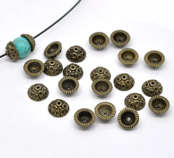 Free Shipping 250pcs Antique Bronze Tone Bead Caps Findings 10mm Jewelry Findings Wholesale