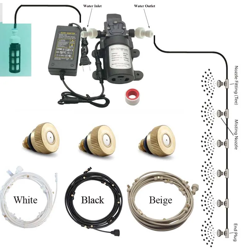 

6M-18M Garden Water Mist Cooling System Water Fog Sprayer System For Irrigation Misting For Greenhose Flowers