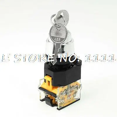 AC380V Three 3 Position Panel Mount Rotary Selector Select Switch Key Lock LA38-20Y/31