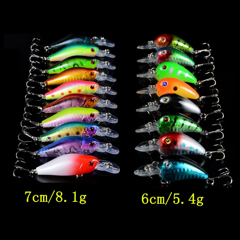 18pcs/Set Fishing Lures Mixed Minnow Lure Crank Bait Mix 18 Color Bass Crankbait Wobbler Artificial Fishing  Tackle