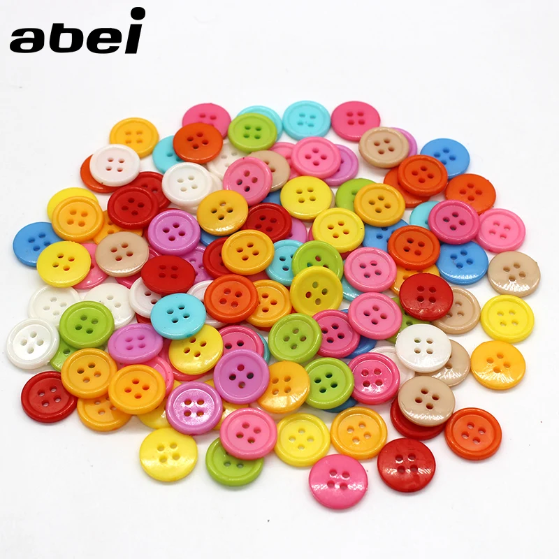 100 pz Colori Della Miscela 15mm 4 fori Pulsanti Rotondi Di Plastica Cucito A Mano Strumenti FAI DA TE Scrapbooking Artigianato Decorazione