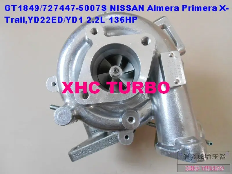 NEW GT1849V 727447-5007S 14411-AD200 Turbocharger Turbo for NISSAN Almera Primera X-Trail,YD22ED/YD1,2.2L 136HP(Watr+oil)