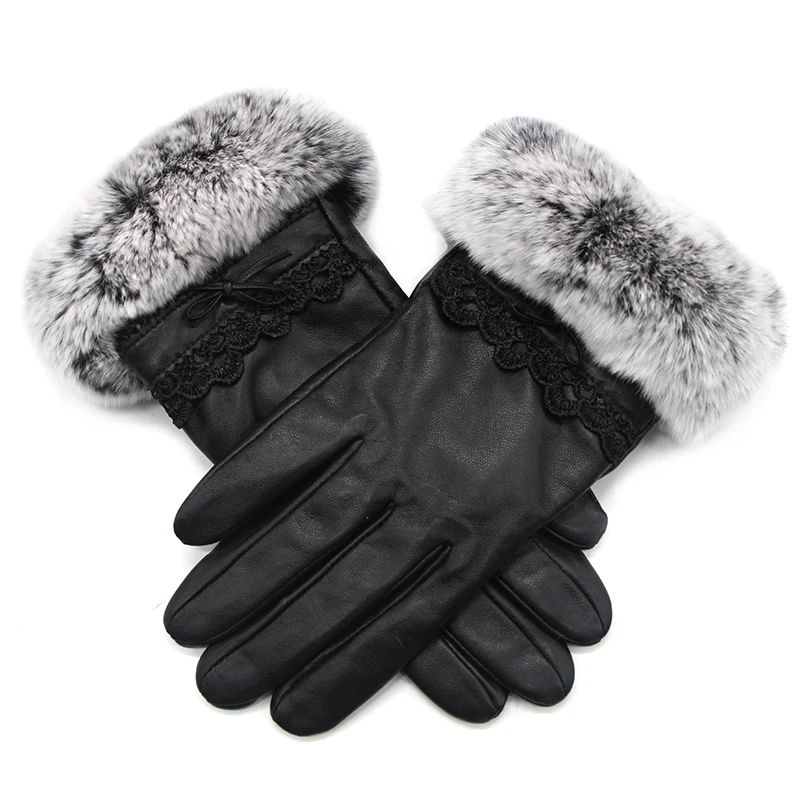 Guantes de piel de oveja de invierno para mujer Real, multicolor, guantes de piel de oveja con pantalla táctil Simple