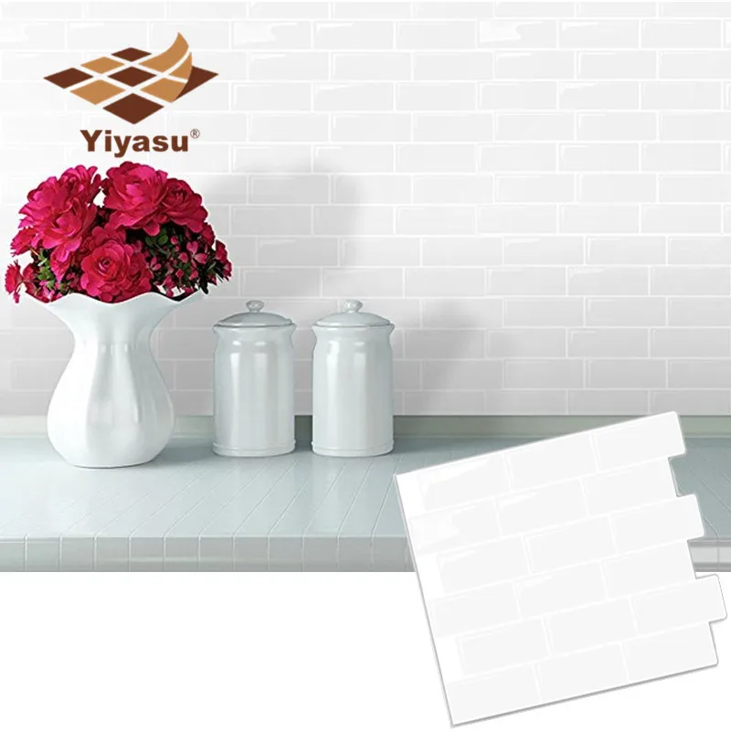 White Subway Tile Self Adhesive Peel and Stick Backsplash Brick Wall Sticker Vinyl Bathroom Kitchen Home Decor DIY